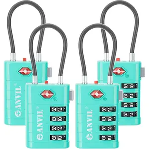 4 Digit Luggage Locks, TSA Locks for Luggage, Advanced TSA008 core, Alert Indicator for Your Travel Lock, Suitcase Lock. (4, Cyan)