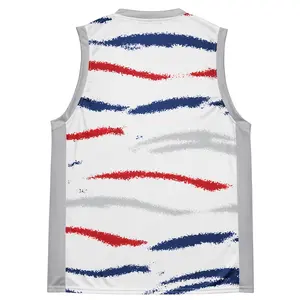 Red White Blue Moisture-Wicking Basketball Jersey for Weightlifters & Fitness Enthusiasts - Athletic Gym Shirt for Men and Women