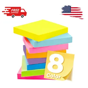 Sticky Notes 3x3 Inches, Bright Colors Self-Stick Pads (8 Pads)