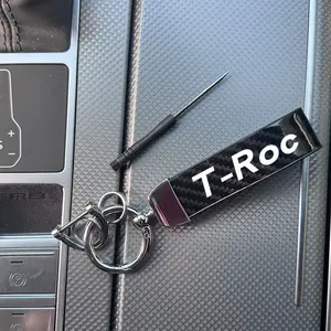 Vw T Roc Keychain Carbon Fiber Material Multiple Colors Available, Durable & Stylish Car Interior Accessory for Car Keys, Perfect Gift Idea
