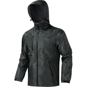 RODEEL 715 Waterproof Jacket Men Lightweight Breathable Full Zip Hooded Rainwear Durable Rain Coat Weatherproof Windbreaker For Outdoor Hiking Camping Fishing Boating Construction Roofing Landscaping Gardening Workwear Menswear, Holiday Gift