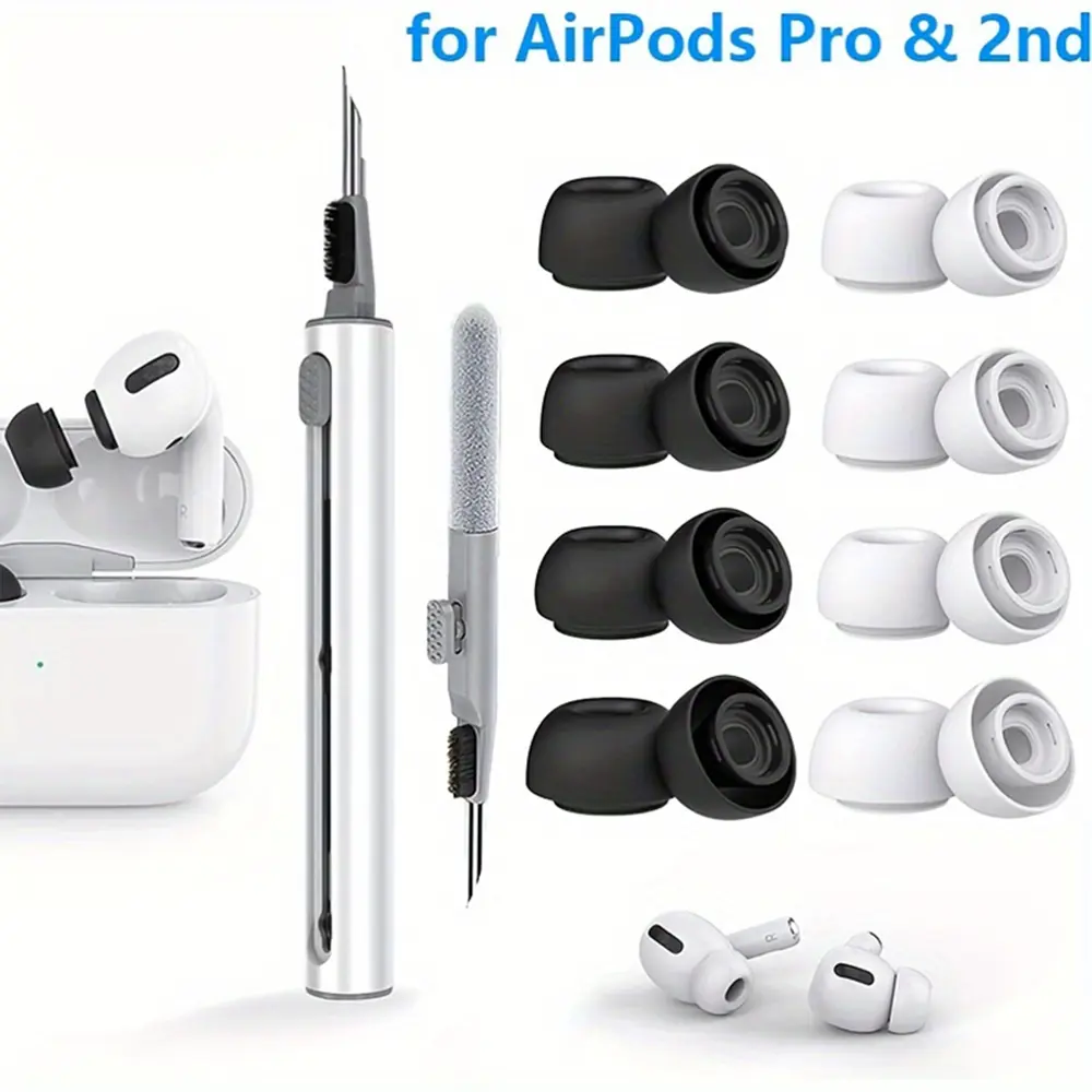 4 Pairs Liquid Silicone Audio Ear Tips for AirPods Pro 1-2, Noise Reduction Headphone Ear Caps, Comes with Cleaning Pen