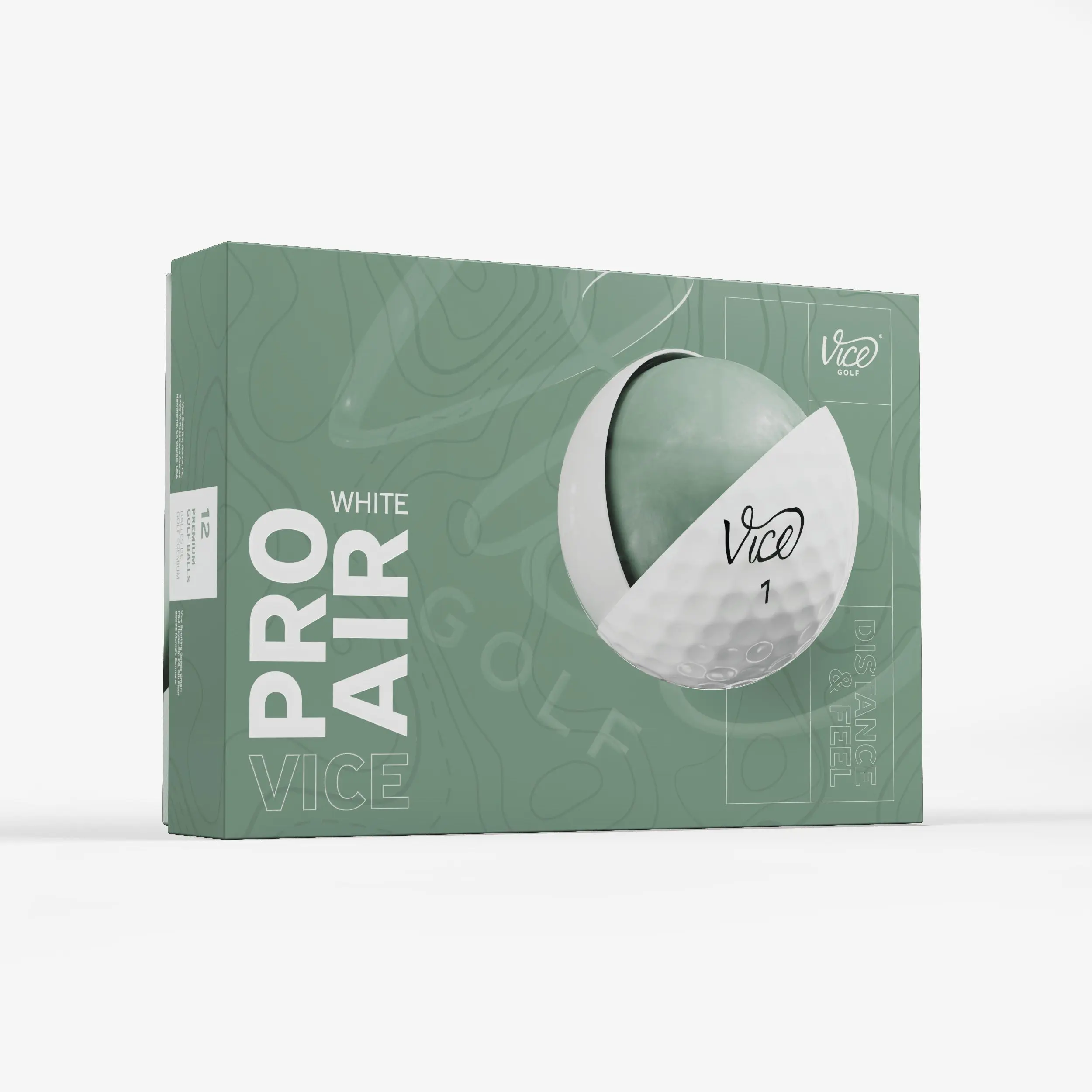Vice Golf Pro Air Golf Balls White 1 Doz for Moderate to Slower Swing Speeds with Premium Distance Control and Feel