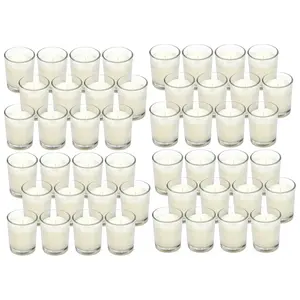 Ivory Unscented Clear Glass Votive Candles - Pack of 48 for Aromatherapy and Home Decor Centerpiece Decor Centerpiece