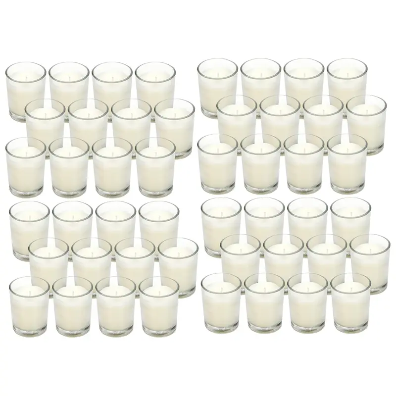 Ivory Unscented Clear Glass Votive Candles - Pack of 48 for Aromatherapy and Home Decor Centerpiece Decor Centerpiece