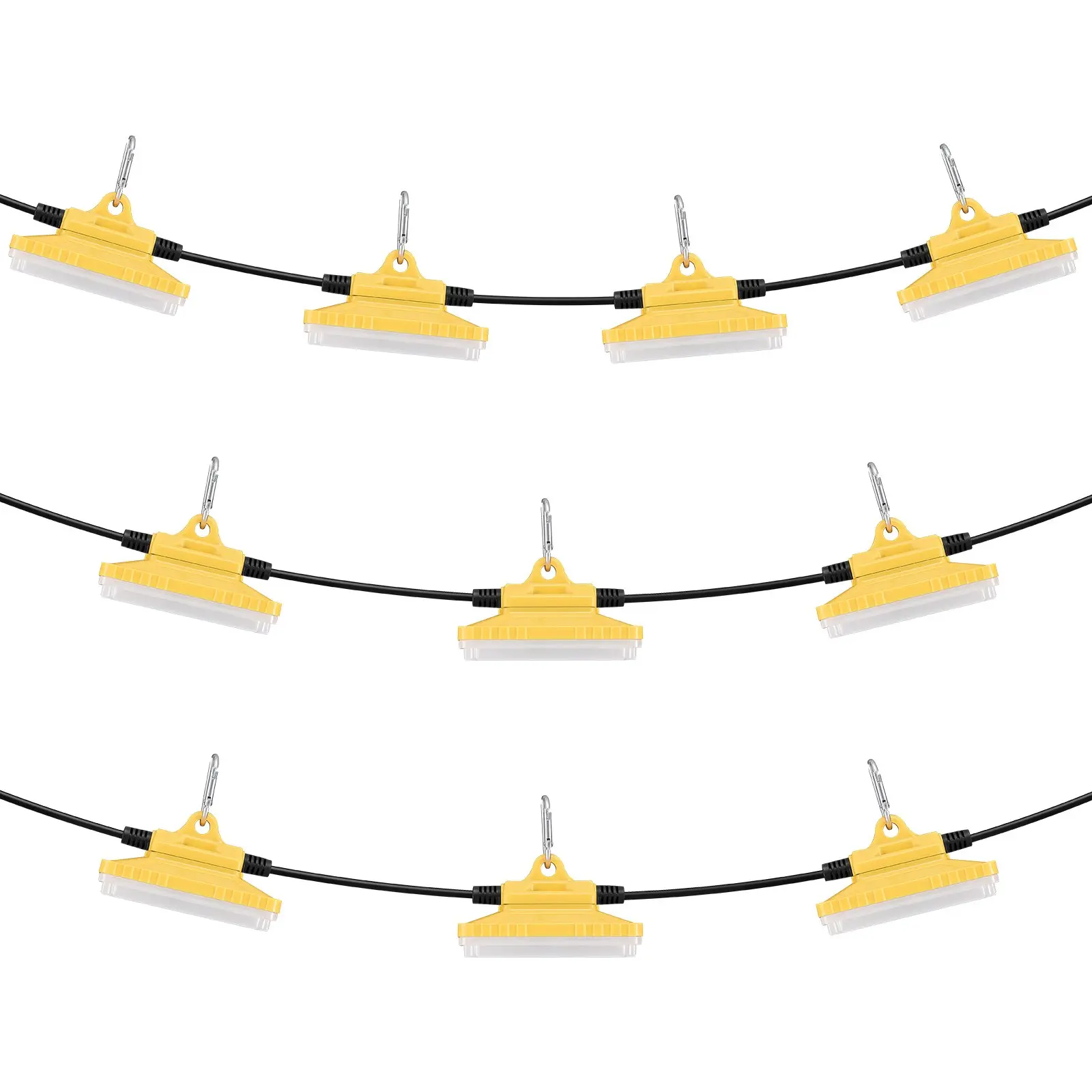 VEVOR 100FT Construction String Lights, 150W 15000LM, 10PCs String Work Light, 5000-5500K, IP65 Waterproof, with Hanging Hooks, for Construction Site, Temporary Lighting Indoor & Outdoor, ETL Listed