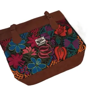 Mexican Embroidered Bag - Bolsa Bordada Chiapas 100% Handbag with Vibrant Floral Embroidery