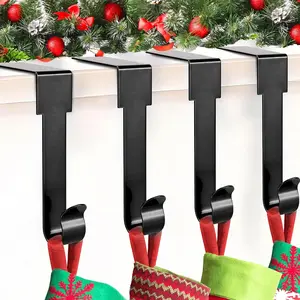 Christmas Stocking Holders, Metal Mantel Hooks Hanger Non-Slip Christmas Stocking Hooks for Fireplace Mantle Christmas Party Decoration