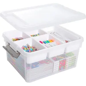 Citylife 17 QT Plastic Storage Box with Removable Tray Craft Organizers and Storage Clear Storage Container for Organizing Bead, Tool, Sewing, Playdoh