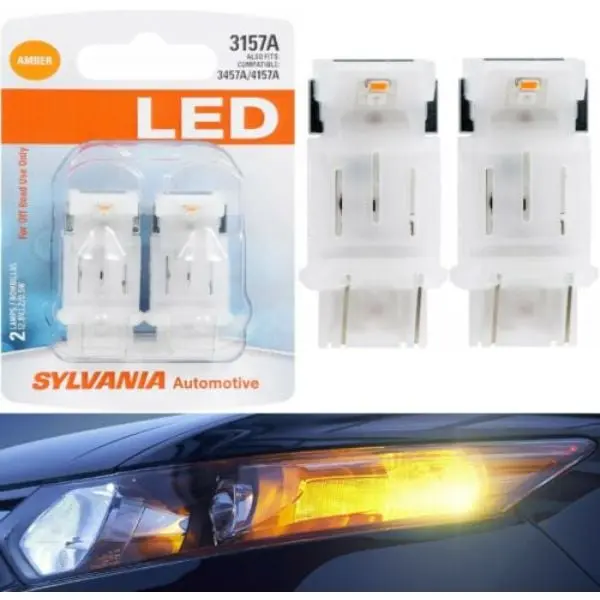 Sylvania 31322 12V LED Car Bulb - 3157A Amber Rear Turn Signal, 12V Operation, 1.2W, 400 LM High Brightness LED Chip, Orange Indicator Light, Bulbs