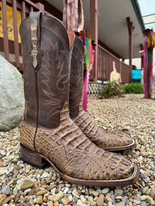 Black Jack Men’s Zebra Choco Mink Caiman Hornback Square Toe Cowboy Boots ZCM7731-96