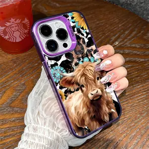 Guy Cute Cow Pattern Shockproof Phone Case for iPhone X XR 11 12 13 14 15 16 17 Pro Max