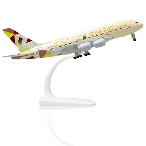 Airbus A380 1:300 UAE/Etihad Diecast Metal Airplane Model with Stand Sky Jumbo Airliner Alloy Model Kit for Aviation Enthusiast Gift Scale Collectible