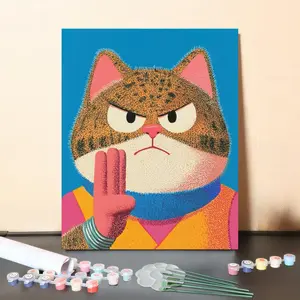 DIY Paint by Numbers Set "Cat Warrior" - Includes Printed Canvas  Wooden Frame, Acrylic Paints, Brushes, and Color Guide for Adults & Kids Light-Up Drawing Board with Markers