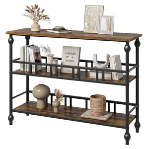 3-Tier Console Table, Entryway Narrow Side Table with Open Shelves for Living Room & Hallway