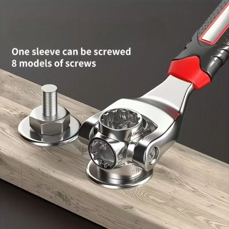 Multi-function Wrench, Universal Socket | 360° Rotatable, 8-in-1 Sizes | Mirror Polished Steel & Anti-slip Handle | Auto Repair & Home Maintenance for Mechanics & DIYers