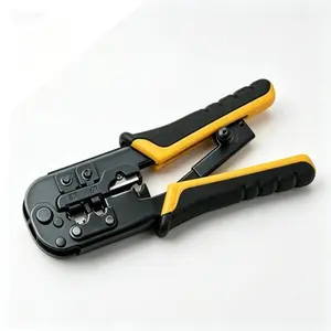 Multi-Function Wire Stripper Crimper Tool, Ratcheting Modular Crimp and Cut, All-in-One Electrician Plier, RJ45 RJ11 RJ12 Coaxial Wire Stripping Pliers, Weatherproof Connectors Precision Stripping Dies