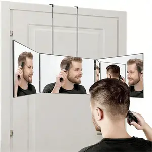 Expandable Hanging Makeup Folding Three-Sided Mirror & Layered Magic Comb, Portable Cosmetic Tool Set, Ideal for Travel & Home Use