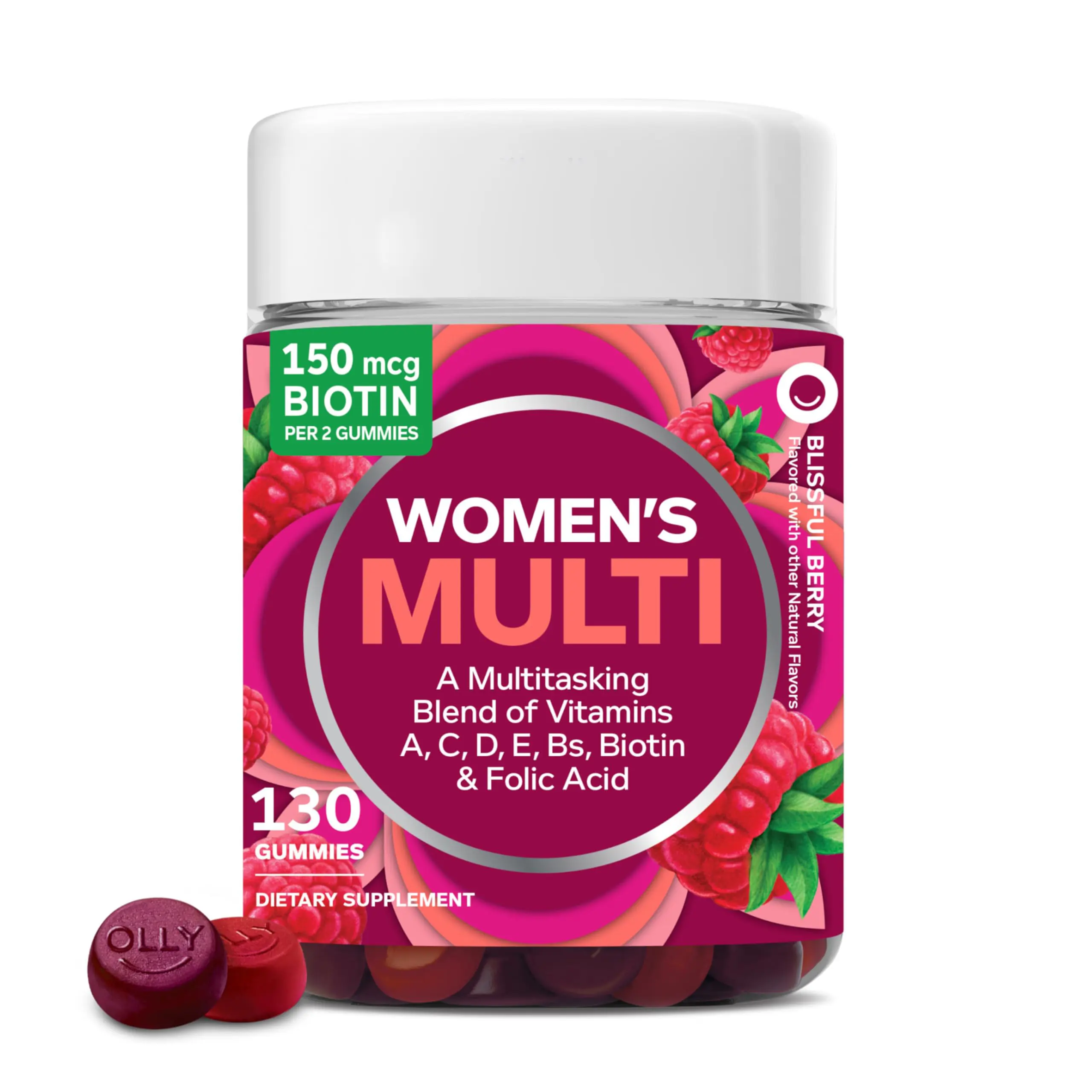 Women's Multivitamin Gummies | Overall Wellness Support with Vitamins A, C, D, E, Biotin & Folic Acid | Berry Flavored Adult Chewable Daily Supplement | 130 Gummies