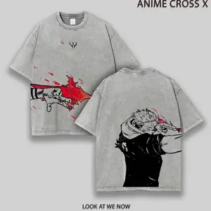 Ryomen Sukuna x Jujutsu Kaisen Ver 4 Anime Double Printed Washed T-Shirt Unisex Mineral Hoodie Anime Manga Washed Heavy Cotton T-shirt, Gift For Anime Fan NRF