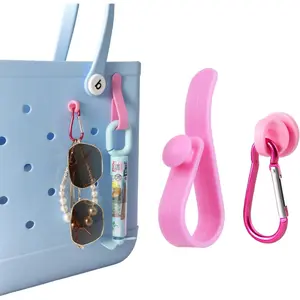 Hook Set Charms Accessories for  and Simply Southern Tote - Insert Hook Holder with Small Key Chain Clip for Small & Large Beach Tote - Multiple Color Options