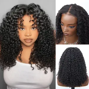 [Ashine] 16 Inch #1B Messy Curly 5*5 HD Front Lace Wig 150% Density Must-Have style Glueless Human Hair Seamless Blend Realistic Hairline