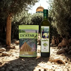 Al Jabal Premium Authentic 100% Extra Virgin Olive Oil 500mL (16.9 Fl. Oz) & Za'atar Baladi Combo