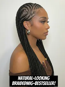 36 inch Side Heart Cornrow Braided Wig Synthetic HD Full Lace Goddess Knotless Box Braid Wig For Woman Beginner Friendly Wig Pre-Plucked Baby Hair Lightweight Party & Daily Wear #summervibes #TikTokShopStockUp
