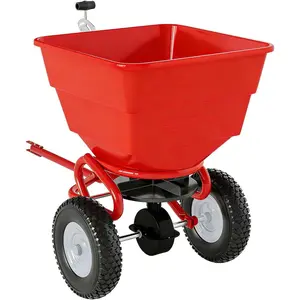 Tow-Behind Broadcast Spreader, 130 Lbs Capacity Pull Lawn & Garden Broadcast Spreader with 10" Tires and Adjustable Flow Control for Fertilizer, Seed