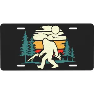 Funny Sasquatch Bigfoot License Plate 6X12 Inch Aluminum Decorative Car Front License Plate Cover Metal Car Plates Tag Novelty Vanity Tag