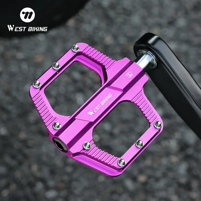 WEST BIKING Aluminum Alloy Bicycle Pedal Bike Parts mtb pedals Anti-slip Lightweight Mountain Bike 3 Bearing Pedals Outdoor Sport Cycling Bike Accessory