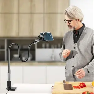 Flexible Arm Clip-on Phone Holder, Universal Phone Holder for Kitchen, Desk, Bedside, Phone Accessories for iPhone 16 Pro Max to 13 Mini