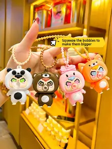 Cute Cartoon Animal Keychain, Bubble Blowing Pet Charm, Stress Relief Bag Pendant, Trendy Toy Gift, Fun Accessory for Bags