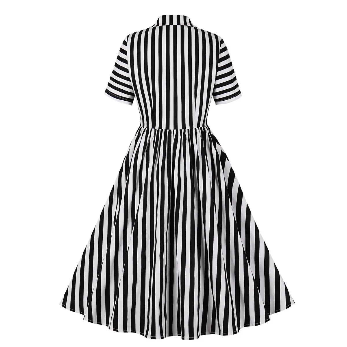 Women's Vintage-Inspired Black and White Striped Shirt Collar Midi Dress,  Button-Front, Flowy A-Line, Preppy Turkey Trot Tutu Dress, Pair with  Jacket, Blazer, Necklace & Accessories (Original Naked Wardrobe) - TikTok  Shop