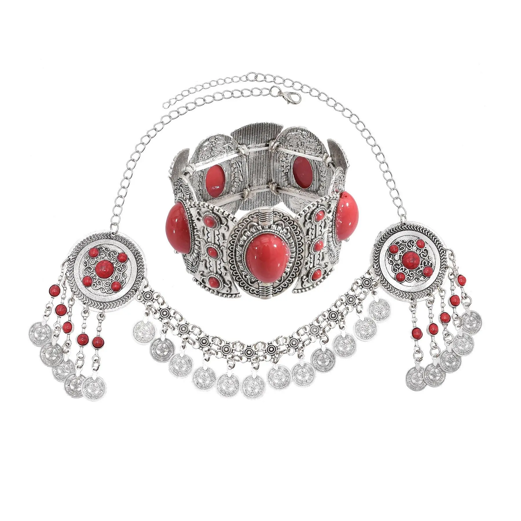 Traditional Kazakhstan Ethnic Coins Bracelet Hair Accessories for Women Vintage Nepalese Tibetan Clothing Headwear Jewelry Set Traditional Kazakhstan Ethnic Coins Bracelet Hair Accessories for Women Vintage Nepalese Tibetan Clothing Headwear Jewelry Set