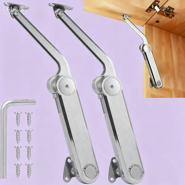 2-Pack Heavy Duty Solid Zinc Lid Support Hinges for Upper RV Cabinets, 30-90° Opening Angle, Soft Close Under 30°, Adjustable Tension, Easy Installation, Left/Right Mounting, 88 lbs Capacity, Up to 39" High