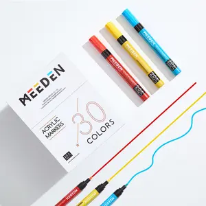MEEDEN Artist Acrylic Markers Set: 30/20/12 Colors Press to Release Paint Pens Markers with Reversible Medium & Fine Tips for Artists and Students
