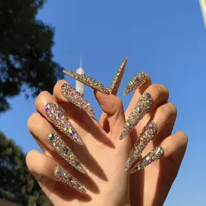 100% Handmade Nails Extra Long Stiletto Press On Nails Luxury Gorgeous Fake Nails 3D Handmade Reusable False Nails Salon Acrylic Nail 10PCS Gifts for Women