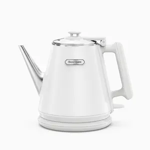Hazel Quinn Electric Kettle - 1L/34oz Small Tea Kettle, 800W Fast Boil, All 304 Stainless Steel Interior, Double Wall for Cool Touch and Thermal, Auto Shut-Off, BPA-Free, Cordless - Pearl White
