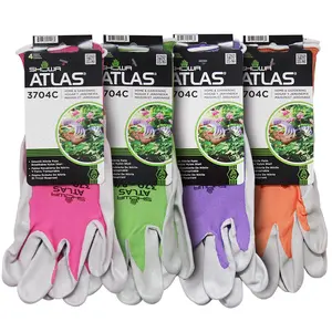 Showa Atlas 370 Garden Gloves 4 Pack Assorted Colors Green Orange Purple Pink for Professionals and DIY Enthusiasts