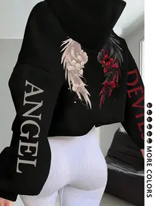 Women's Hooded Sweatshirt, Christmas Party, Valentine's Day Casual Wear, Sporty Outdoor Fashion, Loose Fit, Long Sleeve, Graphic Hoodies