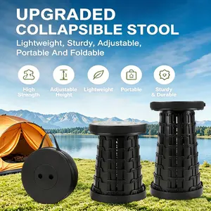 Upgraded Collapsible Stool Chair, Folding Stool, Lightweight & Sturdy, Adjustable & Portable, Ideal for Outdoor Camping, Fishing, Hiking, BBQ