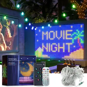 400LEDs Smart Curtain Lights 2M*2M Dynamic Color Changing Pattern Text with APP Remote for Home Party Decor String Lights DIY Customization