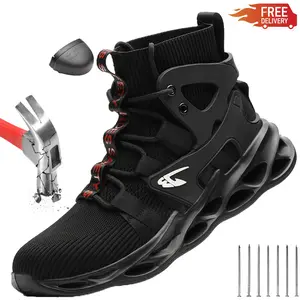 Work Sneakers Steel Toe Shoes Men Safety Shoes Puncture-Proof Work Shoes Fashion Indestructible Footwear Mesh light Breathable Water resistant Anti shock Protective Boots work hiking boots sneakers