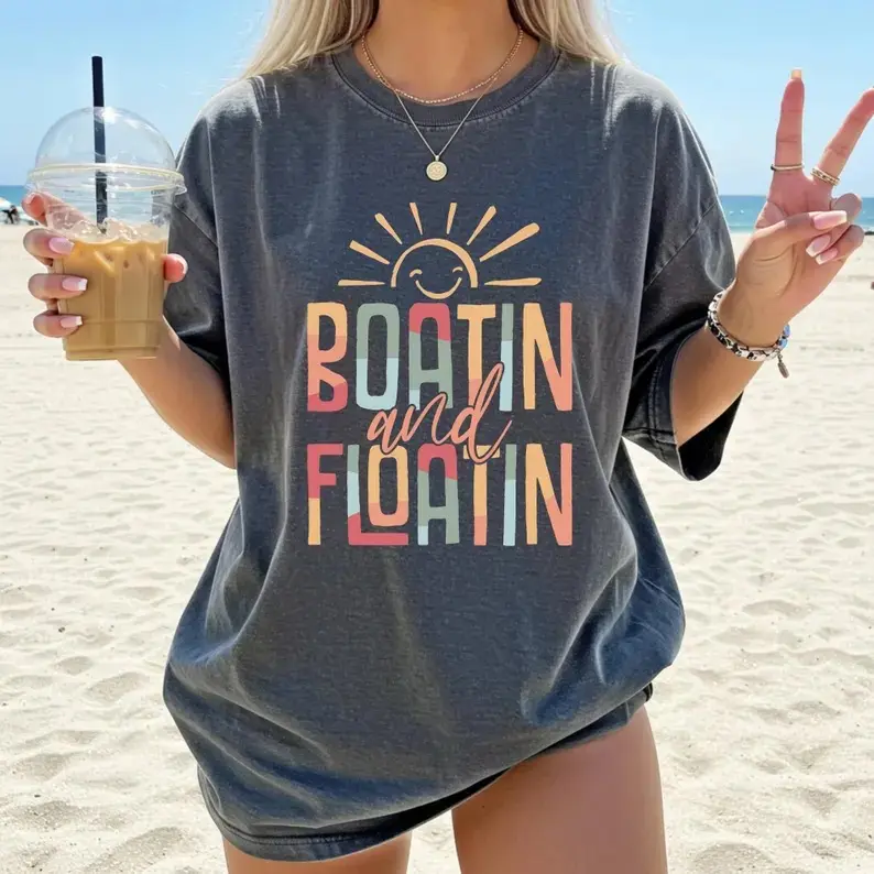 Comfort Colors Boatin and Floatin Shirt, Summer Lake Tee, Vacation Shirt, Trendy Summer Shirt, Summer Boating Tee, Boat Life Tee, Lake Vibes