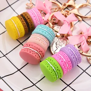 Cute three-layer macaron cake keychain bow iron tower accessory pendant, fashionable girls' bag keychain, trendy and versatile exquisite bag hanging accessory, suitable as a birthday gift or handbag accessory