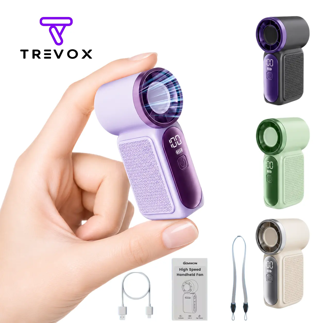 New portable mini turbo fan with digital display; compact and pocket-sized—perfect for travel, outdoor activities, or touch-ups; fits easily in a handbag; a great gift option.