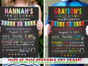 First Day of School Sign - Last Day of School Sign - Back To School Chalkboard - Kindergarten Sign - Personalized Sign - Dry Erase Board