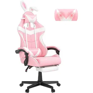 Pink Computer Office Ergonomic Gamer Chair Cute Bunny Ears with Foot Rest Popular