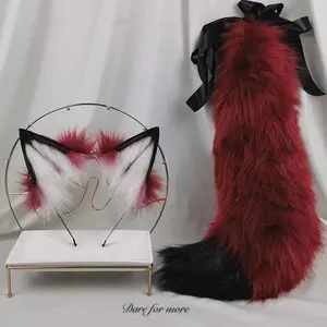 New Red Fox Ear Beast Tail Wolf King Ear Cat Ear Headband Golden Fox Ear Anime Hair AccessoriesJUUJ